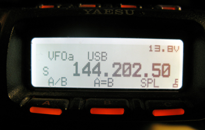857D Screen showing 2 meter SSB Frequency